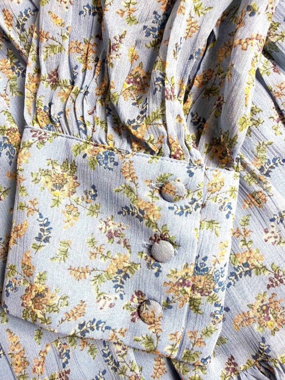 Sézane Aurena Dress Vintage Blue Praire FR 46/US 14 Floral Mini Romantic Boho - Picture 8 of 16